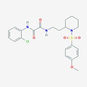 molecular formula C22H26ClN3O5S B2546563 N'-(2-クロロフェニル)-N-{2-[1-(4-メトキシベンゼンスルホニル)ピペリジン-2-イル]エチル}エタンジアミド CAS No. 898445-97-1