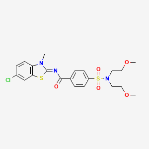 molecular formula C21H24ClN3O5S2 B2546565 4-[双(2-甲氧基乙基)磺酰胺基]-N-(6-氯-3-甲基-1,3-苯并噻唑-2-亚甲基)苯甲酰胺 CAS No. 392326-57-7