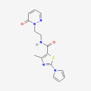 molecular formula C15H15N5O2S B2546572 4-甲基-N-(2-(6-氧代哒嗪-1(6H)-基)乙基)-2-(1H-吡咯-1-基)噻唑-5-甲酰胺 CAS No. 1207060-40-9