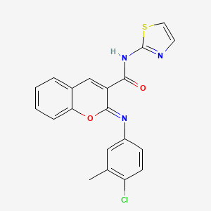 molecular formula C20H14ClN3O2S B2546573 (2Z)-2-[(4-chloro-3-methylphenyl)imino]-N-(1,3-thiazol-2-yl)-2H-chromene-3-carboxamide CAS No. 1327179-02-1