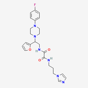 molecular formula C24H29FN6O3 B2546577 N1-(3-(1H-咪唑-1-基)丙基)-N2-(2-(4-(4-氟苯基)哌嗪-1-基)-2-(呋喃-2-基)乙基)草酰胺 CAS No. 877632-42-3