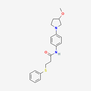 molecular formula C20H24N2O2S B2546578 N-(4-(3-methoxypyrrolidin-1-yl)phenyl)-3-(phenylthio)propanamide CAS No. 1797317-89-5