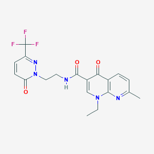 1-Ethyl-7-methyl-4-oxo-N-[2-[6-oxo-3-(trifluoromethyl)pyridazin-1-yl]ethyl]-1,8-naphthyridine-3-carboxamide