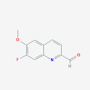 molecular formula C11H8FNO2 B2546589 7-氟-6-甲氧基喹啉-2-甲醛 CAS No. 2470435-53-9