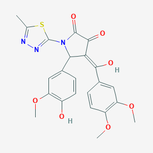 molecular formula C23H21N3O7S B254664 4-[(3,4-dimethoxyphenyl)carbonyl]-3-hydroxy-5-(4-hydroxy-3-methoxyphenyl)-1-(5-methyl-1,3,4-thiadiazol-2-yl)-1,5-dihydro-2H-pyrrol-2-one 