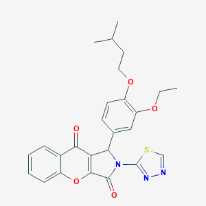 molecular formula C26H25N3O5S B254665 1-[3-Ethoxy-4-(3-methylbutoxy)phenyl]-2-(1,3,4-thiadiazol-2-yl)-1,2-dihydrochromeno[2,3-c]pyrrole-3,9-dione 