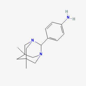 molecular formula C16H23N3 B2546652 4-(5,7-Dimethyl-1,3-diazatricyclo[3.3.1.1~3,7~]dec-2-yl)aniline CAS No. 917216-47-8