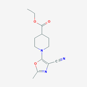 molecular formula C13H17N3O3 B254666 Ethyl 1-(4-cyano-2-methyl-1,3-oxazol-5-yl)-4-piperidinecarboxylate 