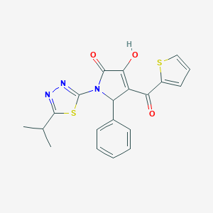 molecular formula C20H17N3O3S2 B254667 3-hydroxy-5-phenyl-1-[5-(propan-2-yl)-1,3,4-thiadiazol-2-yl]-4-(thiophen-2-ylcarbonyl)-1,5-dihydro-2H-pyrrol-2-one 