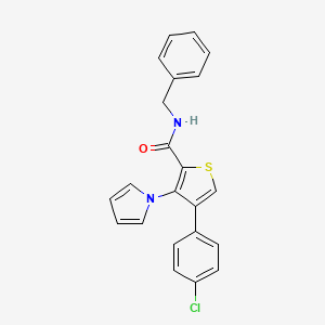 molecular formula C22H17ClN2OS B2546673 N-benzyl-4-(4-chlorophenyl)-3-(1H-pyrrol-1-yl)thiophene-2-carboxamide CAS No. 1291855-65-6
