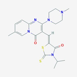 molecular formula C21H25N5O2S2 B254668 3-[(3-isopropyl-4-oxo-2-thioxo-1,3-thiazolidin-5-ylidene)methyl]-7-methyl-2-(4-methyl-1-piperazinyl)-4H-pyrido[1,2-a]pyrimidin-4-one 