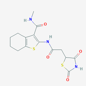 molecular formula C15H17N3O4S2 B254669 2-{[(2,4-dioxo-1,3-thiazolidin-5-yl)acetyl]amino}-N-methyl-4,5,6,7-tetrahydro-1-benzothiophene-3-carboxamide 