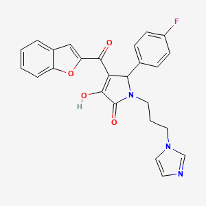 molecular formula C25H20FN3O4 B2546697 1-(3-(1H-imidazol-1-yl)propyl)-4-(benzofuran-2-carbonyl)-5-(4-fluorophenyl)-3-hydroxy-1H-pyrrol-2(5H)-one CAS No. 618369-37-2