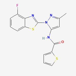 molecular formula C16H11FN4OS2 B2546705 N-(1-(4-fluorobenzo[d]thiazol-2-yl)-3-methyl-1H-pyrazol-5-yl)thiophene-2-carboxamide CAS No. 1170556-59-8