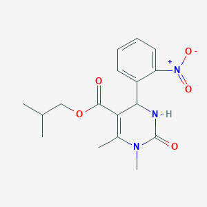 molecular formula C17H21N3O5 B2546708 Isobutyl 1,6-dimethyl-4-(2-nitrophenyl)-2-oxo-1,2,3,4-tetrahydropyrimidine-5-carboxylate CAS No. 301323-11-5