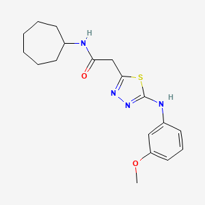 molecular formula C18H24N4O2S B2546725 N-cycloheptyl-2-(5-((3-methoxyphenyl)amino)-1,3,4-thiadiazol-2-yl)acetamide CAS No. 1286702-65-5