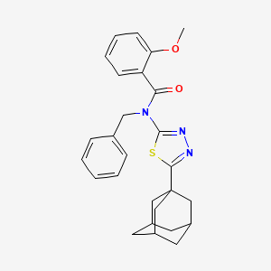 molecular formula C27H29N3O2S B2546729 N-(5-((3r,5r,7r)-金刚烷-1-基)-1,3,4-噻二唑-2-基)-N-苄基-2-甲氧基苯甲酰胺 CAS No. 392320-44-4