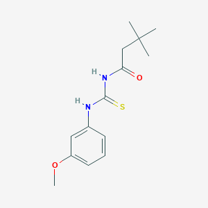 molecular formula C14H20N2O2S B254673 N-((3-methoxyphenyl)carbamothioyl)-3,3-dimethylbutanamide 