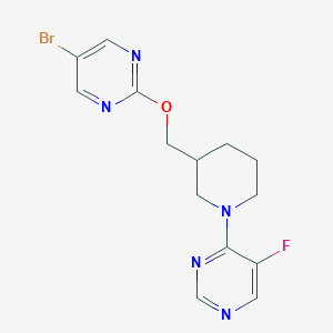 B2546733 4-[3-[(5-Bromopyrimidin-2-yl)oxymethyl]piperidin-1-yl]-5-fluoropyrimidine CAS No. 2379997-45-0