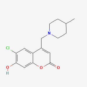 molecular formula C16H18ClNO3 B2546736 6-氯-7-羟基-4-((4-甲基哌啶-1-基)甲基)-2H-苯并色酮 CAS No. 848911-79-5