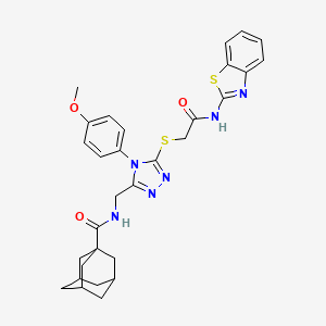 molecular formula C30H32N6O3S2 B2546748 N-[[5-[2-(1,3-benzothiazol-2-ylamino)-2-oxoethyl]sulfanyl-4-(4-methoxyphenyl)-1,2,4-triazol-3-yl]methyl]adamantane-1-carboxamide CAS No. 477299-71-1