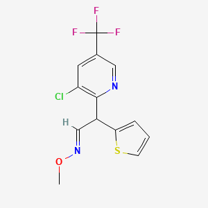 molecular formula C13H10ClF3N2OS B2546753 2-[3-chloro-5-(trifluoromethyl)-2-pyridinyl]-2-(2-thienyl)acetaldehyde O-methyloxime CAS No. 338770-60-8