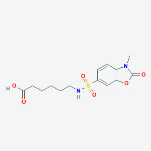 molecular formula C14H18N2O6S B254677 6-{[(3-Methyl-2-oxo-2,3-dihydro-1,3-benzoxazol-6-yl)sulfonyl]amino}hexanoic acid 