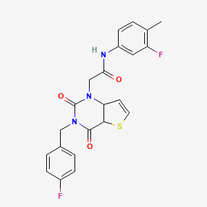 molecular formula C22H17F2N3O3S B2546778 N-(3-fluoro-4-methylphenyl)-2-{3-[(4-fluorophenyl)methyl]-2,4-dioxo-1H,2H,3H,4H-thieno[3,2-d]pyrimidin-1-yl}acetamide CAS No. 879139-53-4