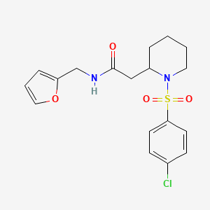 molecular formula C18H21ClN2O4S B2546791 2-(1-((4-氯苯基)磺酰基)哌啶-2-基)-N-(呋喃-2-基甲基)乙酰胺 CAS No. 941910-97-0