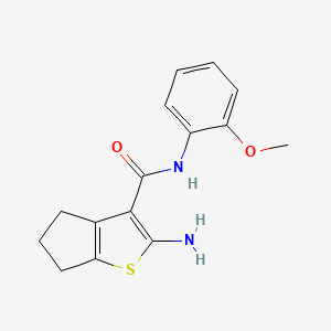 molecular formula C15H16N2O2S B2546794 2-amino-N-(2-methoxyphenyl)-5,6-dihydro-4H-cyclopenta[b]thiophene-3-carboxamide CAS No. 330188-63-1