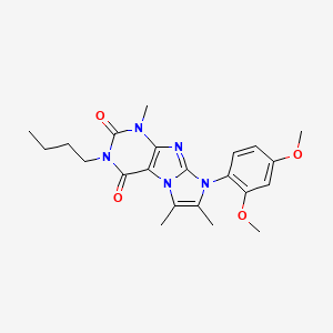 molecular formula C22H27N5O4 B2546798 3-butyl-8-(2,4-dimethoxyphenyl)-1,6,7-trimethyl-1H-imidazo[2,1-f]purine-2,4(3H,8H)-dione CAS No. 887458-31-3