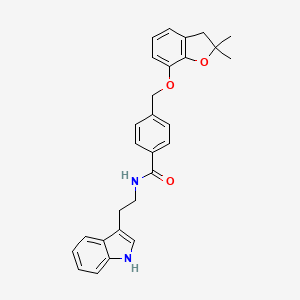 molecular formula C28H28N2O3 B2546799 N-(2-(1H-吲哚-3-基)乙基)-4-(((2,2-二甲基-2,3-二氢苯并呋喃-7-基)氧基)甲基)苯甲酰胺 CAS No. 941985-79-1