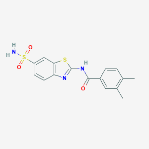 molecular formula C16H15N3O3S2 B254681 N-[6-(aminosulfonyl)-1,3-benzothiazol-2-yl]-3,4-dimethylbenzamide 