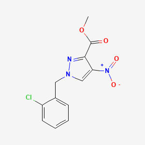 molecular formula C12H10ClN3O4 B2546812 methyl 1-[(2-chlorophenyl)methyl]-4-nitro-1H-pyrazole-3-carboxylate CAS No. 1281872-34-1