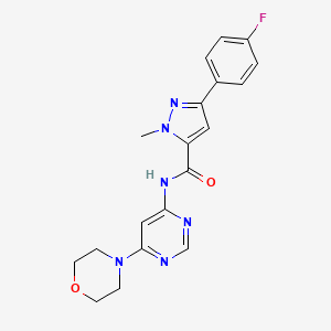 molecular formula C19H19FN6O2 B2546813 3-(4-フルオロフェニル)-1-メチル-N-(6-モルホリノピリミジン-4-イル)-1H-ピラゾール-5-カルボキサミド CAS No. 1396864-45-1