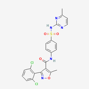 molecular formula C22H17Cl2N5O4S B2546824 3-(2,6-二氯苯基)-5-甲基-N-{4-[(4-甲基嘧啶-2-基)磺酰胺基]苯基}-1,2-噁唑-4-甲酰胺 CAS No. 349145-20-6