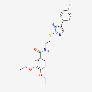 molecular formula C22H24FN3O3S B2546838 3,4-diethoxy-N-(2-((5-(4-fluorophenyl)-1H-imidazol-2-yl)thio)ethyl)benzamide CAS No. 897455-73-1