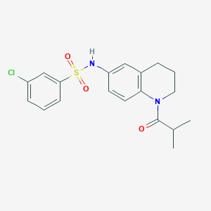 molecular formula C19H21ClN2O3S B2546841 3-chloro-N-(1-isobutyryl-1,2,3,4-tetrahydroquinolin-6-yl)benzenesulfonamide CAS No. 1005300-08-2