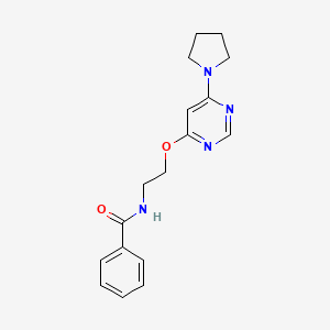 molecular formula C17H20N4O2 B2546856 N-(2-((6-(pyrrolidin-1-yl)pyrimidin-4-yl)oxy)ethyl)benzamide CAS No. 1210632-86-2