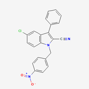 molecular formula C22H14ClN3O2 B2546862 5-chloro-1-(4-nitrobenzyl)-3-phenyl-1H-indole-2-carbonitrile CAS No. 339098-49-6