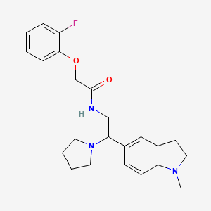 molecular formula C23H28FN3O2 B2546863 2-(2-fluorophenoxy)-N-(2-(1-methylindolin-5-yl)-2-(pyrrolidin-1-yl)ethyl)acetamide CAS No. 922114-83-8