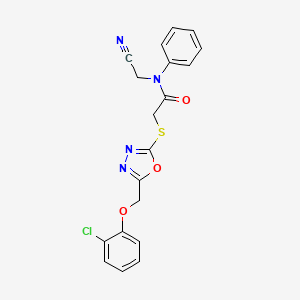 molecular formula C19H15ClN4O3S B2546865 2-({5-[(2-chlorophenoxy)methyl]-1,3,4-oxadiazol-2-yl}sulfanyl)-N-(cyanomethyl)-N-phenylacetamide CAS No. 1038066-77-1
