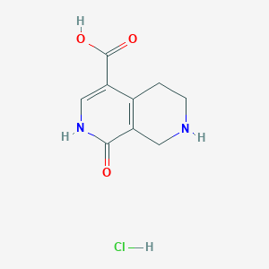 molecular formula C9H11ClN2O3 B2546871 1-オキソ-5,6,7,8-テトラヒドロ-2H-2,7-ナフチリジン-4-カルボン酸;塩酸塩 CAS No. 2460754-67-8