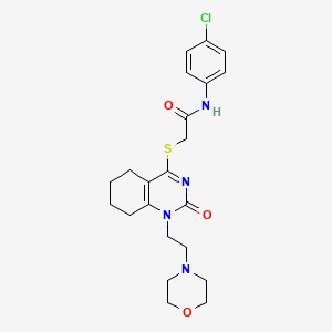 molecular formula C22H27ClN4O3S B2546909 N-(4-chlorophenyl)-2-((1-(2-morpholinoethyl)-2-oxo-1,2,5,6,7,8-hexahydroquinazolin-4-yl)thio)acetamide CAS No. 898460-96-3