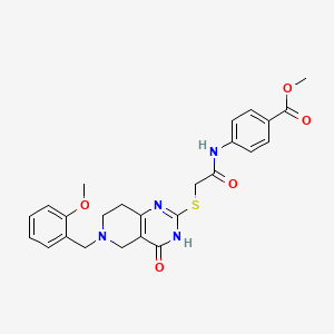 molecular formula C25H26N4O5S B2546944 Methyl 4-[({[6-(2-methoxybenzyl)-4-oxo-3,4,5,6,7,8-hexahydropyrido[4,3-d]pyrimidin-2-yl]sulfanyl}acetyl)amino]benzoate CAS No. 1111142-42-7