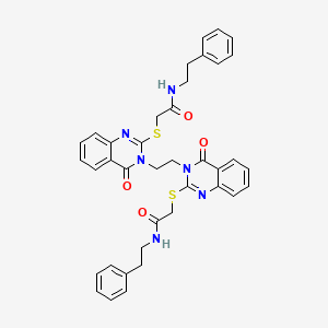 molecular formula C38H36N6O4S2 B2546952 2,2'-((3,3'-(ethane-1,2-diyl)bis(4-oxo-3,4-dihydroquinazoline-3,2-diyl))bis(sulfanediyl))bis(N-phenethylacetamide) CAS No. 689771-84-4