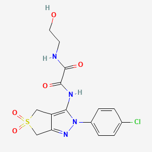 molecular formula C15H15ClN4O5S B2546963 N1-(2-(4-chlorophenyl)-5,5-dioxido-4,6-dihydro-2H-thieno[3,4-c]pyrazol-3-yl)-N2-(2-hydroxyethyl)oxalamide CAS No. 899733-81-4