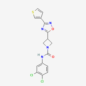 molecular formula C16H12Cl2N4O2S B2546973 N-(3,4-dichlorophenyl)-3-(3-(thiophen-3-yl)-1,2,4-oxadiazol-5-yl)azetidine-1-carboxamide CAS No. 1396749-87-3