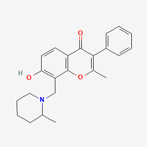 molecular formula C23H25NO3 B2547001 7-hydroxy-2-methyl-8-((2-methylpiperidin-1-yl)methyl)-3-phenyl-4H-chromen-4-one CAS No. 847858-83-7