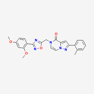 molecular formula C24H21N5O4 B2547006 5-((3-(2,4-dimethoxyphenyl)-1,2,4-oxadiazol-5-yl)methyl)-2-(o-tolyl)pyrazolo[1,5-a]pyrazin-4(5H)-one CAS No. 1207046-07-8